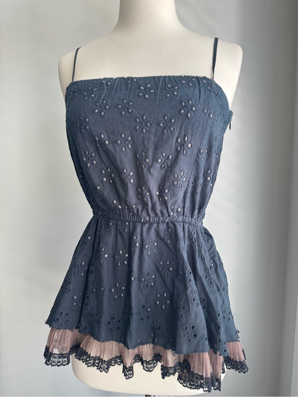 FP One Embroidered Eyelet Cami Tunic Fairy Boho Top